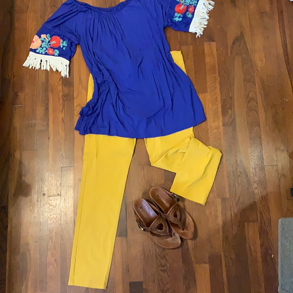 Golden yellow stretch skinny pants NWT